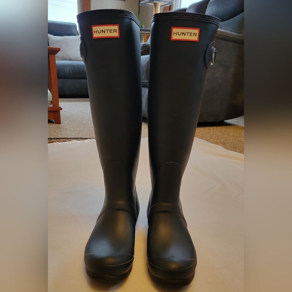 Hunter Blue Tall Rain Boots